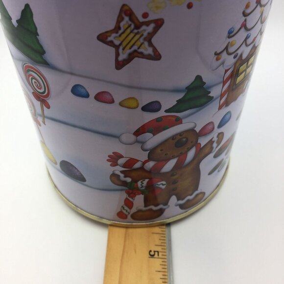 Santa's Workbench Large Round Red Canister Christmas Holiday Gingerbread Men 6" - Picture 12 of 12